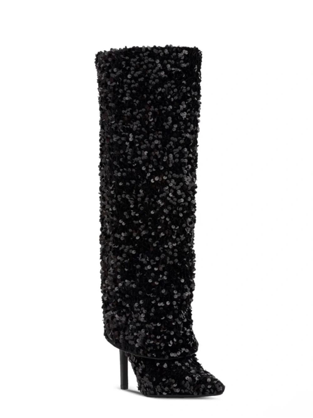 INC Skylar Knee-High Black Sequin Dress Boots, Size 5, NEW in Box
